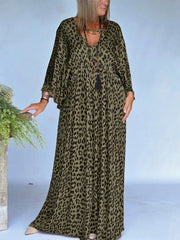 Elegant & Cozy Loose-fit Leopard Print Dress