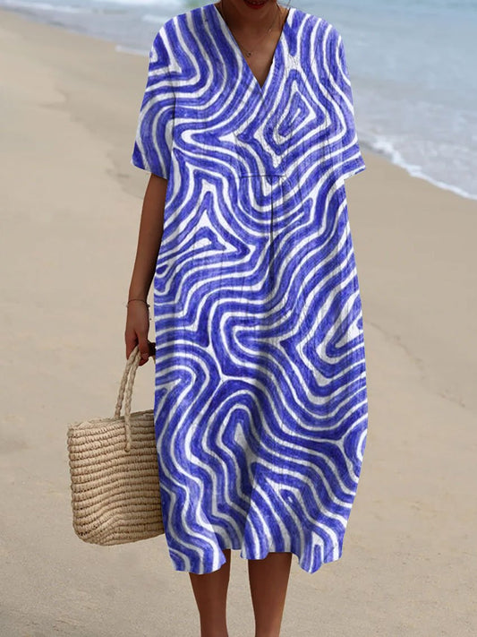 Women's Funk Blue Art Print Flowy Dress