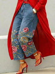 🔥Buy 3 Get 1 FREE – Code: 4FREE | Women's Retro Floral Pattern Art Print Casual Jeans