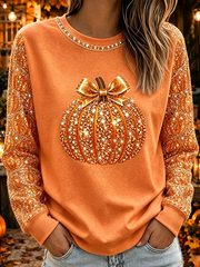 Casual Halloween (pumpkin) Crew Neck Long Sleeve Sweatshirt