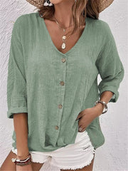 Casual V-neck Pullover Short-sleeved Blouse