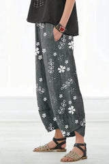 Floral Print with Pockets Casual Loose Pants