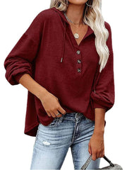 Loose V-neck Long-sleeved Sweatshirt Women's Sports Hooded Jacket