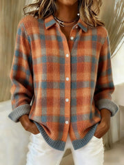 Women's Vintage Print Collared Sweater