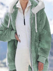 Women's Casaul Winter Warm Cosy Fluffy Long Sleeve Coat