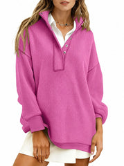 Women's Stand Collar Waffle Knit Sweatshirt