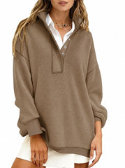 Women's Stand Collar Waffle Knit Sweatshirt