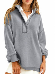 Women's Stand Collar Waffle Knit Sweatshirt