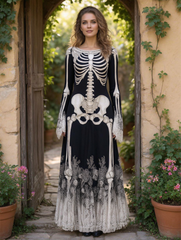 Gothic Skeleton Lace Classic Designed Dress