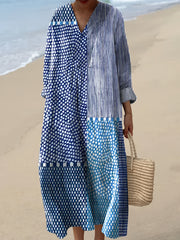 Women's Abstract Polka Dot Stripe Art Print Dress