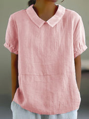 Plain Short Sleeve Round Neck Top