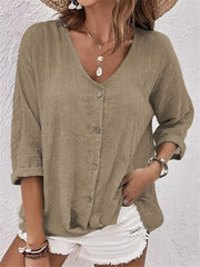 Casual V-neck Pullover Short-sleeved Blouse