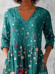 Women's Elegant Floral V Neck Top