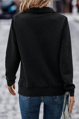 Quilted Black Half Zipper Sweatshirt