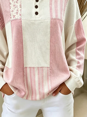 Casual Striped Crew Neck Long Sleeve Sweatshirt