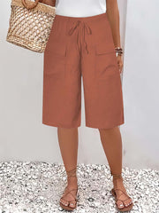 Women's Solid Color Casual Loose Stylish Pockets Shorts