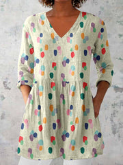 Women's Elegant Polka Dot V Neck Top