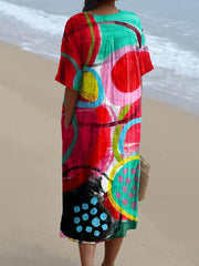 Women's Abstract Geometric Art Print Casual Flowy Dress
