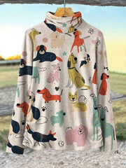 Women's Funny Dog Art Print Casual 100% Cotton Top