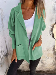 Women's Casual Lapel Neck Jacket With Pockets