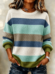 Casual Striped Crew Neck Long Sleeve Sweatshirt