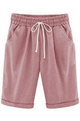 Plain with Pockets Sashes Holiday Loose Shorts (9 Colors)