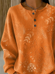 Casual Floral Crew Neck Long Sleeve Sweatshirt