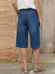 Women's Casual Loose-fit Wide-leg Denim Pants With Elastic Waist And Drawstring