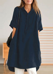 Jade Green Linen Women Casual Linen Shirt Dress