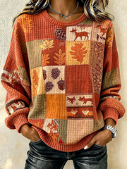 Casual Abstract Crew Neck Long Sleeve Sweatshirt