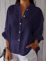 Women's Cotton & Linen Casual Tie-back Shirt
