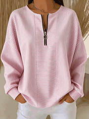 Women Striped Crew Neck Long Sleeve Vintage Daily Fall Sweatshirt