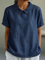 Women's Casual Denim Short-Sleeve Top