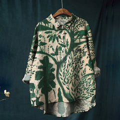 Women's Print Casual Cotton And Linen Shirt