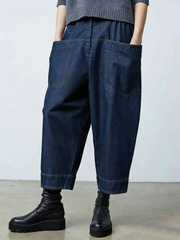 Artistic Cut Cozy Loose-fitting Jeans