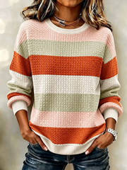 Casual Striped Crew Neck Long Sleeve Sweatshirt