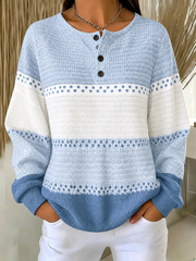 Casual Color Block Henley Collar Long Sleeve Sweatshirt