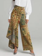 Women's Vintage Hippie Patterns Print High-waisted Relaxed Fit Wide-leg Jeans With A Stylish Design
