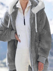 Women's Casaul Winter Warm Cosy Fluffy Long Sleeve Coat
