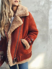 Motorcycle Deerskin Lambswool Coat Lapel Fur Cotton CoatMotorcycle Deerskin Lambswool Coat Lapel Fur Cotton Coat