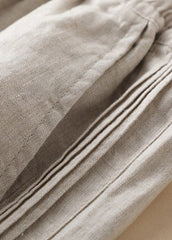 Casual Linen colour Ruffled elastic waist draping Linen Wide Leg Pants Summer