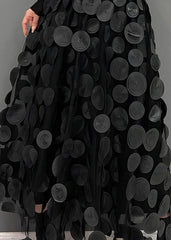 Elegant Khaki Dot Patchwork Tulle Skirt Fall