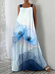 Women Plus Size cross-border spring and summer print suspender pocket dress