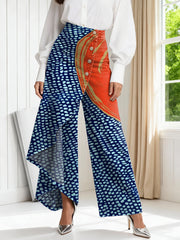 Women's Vintage Geometry Patterns Print High-waisted Relaxed Fit Wide-leg Jeans With A Stylish Design