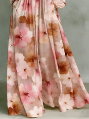 Women's Vintage Floral Art Elegant Romantic Casual Vacation Maxi Dress