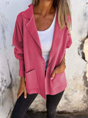 Women's Casual Lapel Neck Jacket With Pockets
