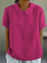 Plain Short Sleeve Round Neck Top
