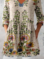 Women's Elegant Floral Print V-Neck Top