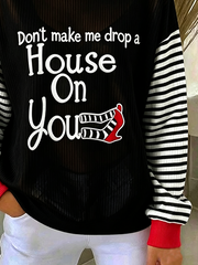 Casual Striped Crew Neck Long Sleeve Sweatshirt