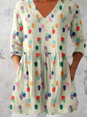Women's Elegant Polka Dot V Neck Top